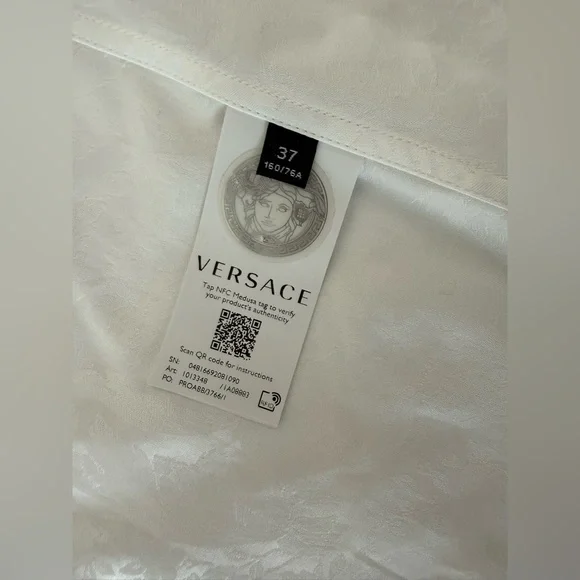 Versace Barocco Jacquard Long Sleeve Shirt Size 37 IT. PRISTINE CONDITION - Picture 15 of 16
